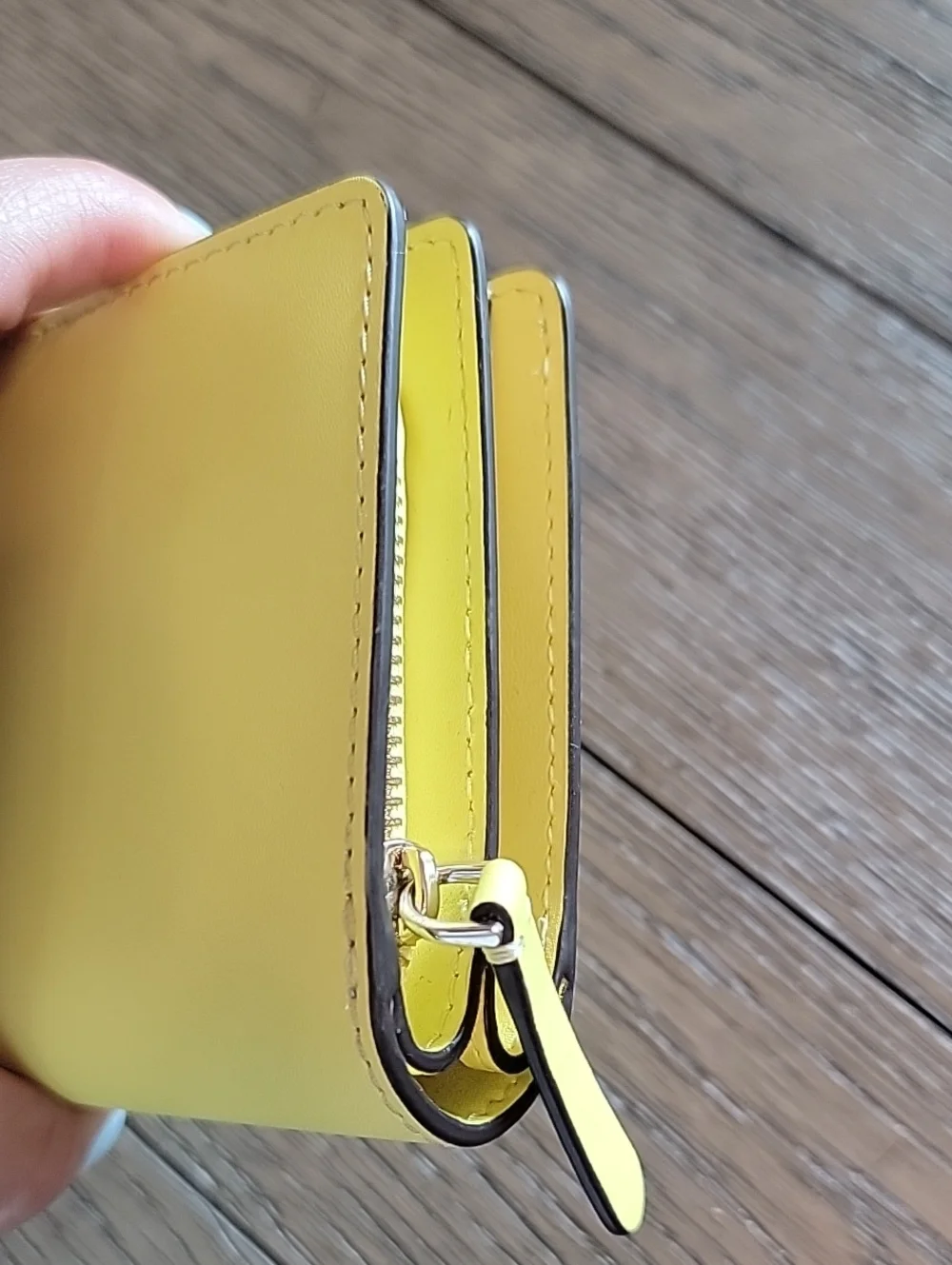 kate spade New York Yellow Leather Wallet With Milkshake Graphic